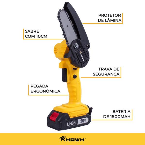 Imagem de Motoserra Elétrica sem Fio Mini Serra Elétrica Bateria de Lítio 20V com Maleta