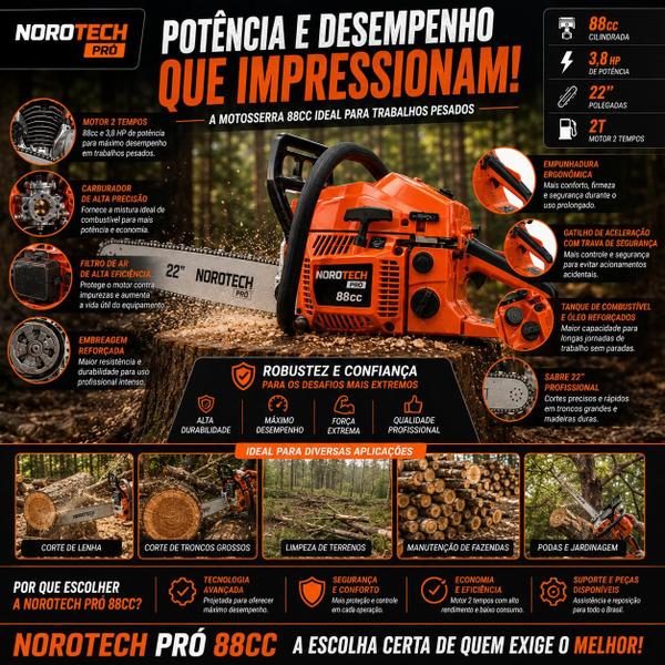 Motosserra A Gasolina 88cc 3.8hp 22 Polegadas Profissional