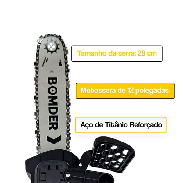 Imagem de Motosserra Elétrica Portátil 12 Pol. Recarregável 2 Baterias 21v 2600mAh 110/220 (serra) de 28cm