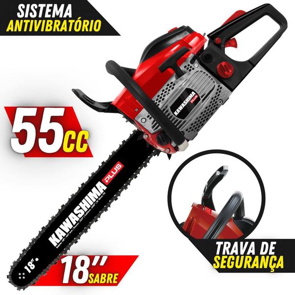 Imagem de Motosserra Kawashima KCS550P À Gasolina 54,6cc 2 Tempos Com Carcaça de Magnésio e Freio de Corrente