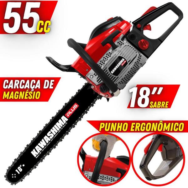 Imagem de Motosserra KCS 550-P À Gasolina 54,6cc 2T Com Sistema Antivibração + Corrente 72 Elos e Sabre 18 Pol