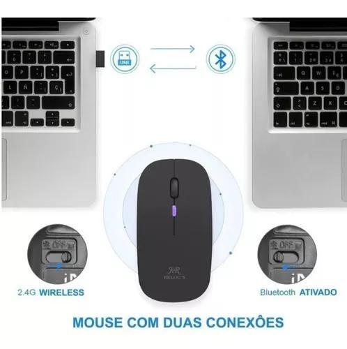 Imagem de Mouse 2 In 1 Sem Fio + Bluetooth Recarregável Led Rgb 2.4 Gh