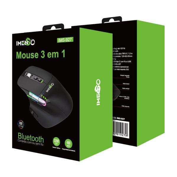 Imagem de Mouse Bluetooth Com E Sem Fio Led 3200Dpi