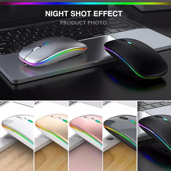 Imagem de Mouse Bluetooth e Wireless Recarregável Sem Fio Gamer Led Rgb 2.4 hz B 5.0