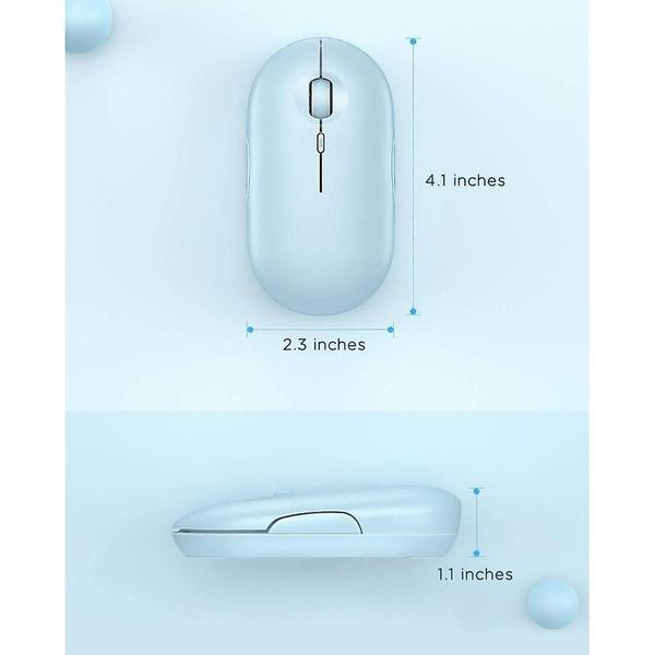 Imagem de Mouse Bluetooth - Mouse sem fio dual mode mouse (bluetooth 4.0 + USB) - Baby Blue