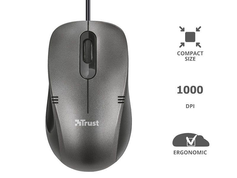 Imagem de Mouse C/ Fio 20404 Ivero Compacto E Ergonomico Optico Preto 1000 Dpi Usb