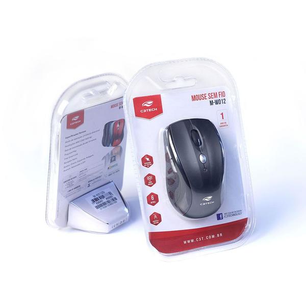 Imagem de Mouse C3Tech M-W012BK Nano, Sem Fio, 1600DPI,  Preto