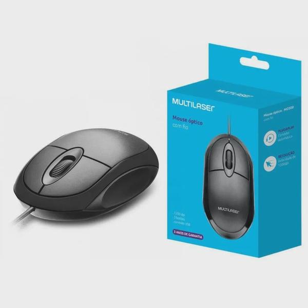 Imagem de Mouse Classic Box Optico Full USB Bulk Preto - MO312 - Multilaser