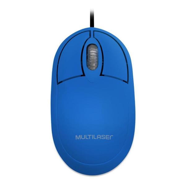 Imagem de Mouse com fio classic multilaser 1200 120cm azul mo305