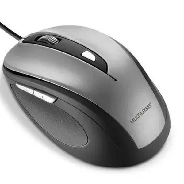 Imagem de Mouse Com Fio COMFORT Conexão USB 1600dpi Ajustavel e Cabo de 130cm 6 BOTÕES TEXTURA EMBORRACHADA CINZA MO242 MULTILASER 