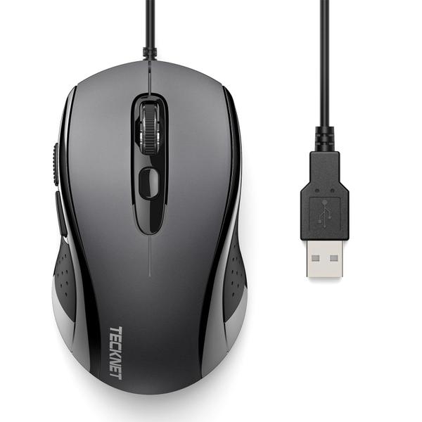 Imagem de Mouse com fio de computador TECKNET 888 3600DPI USB para laptop cinza