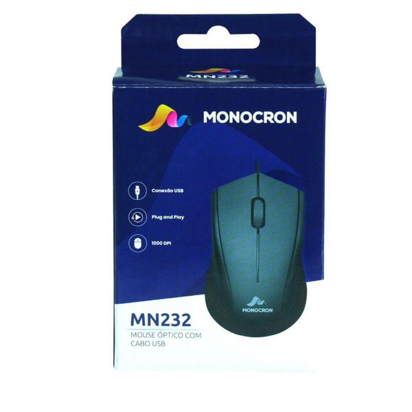 Imagem de Mouse com fio mn232 preto 1,5m/dpi 1000 monocron