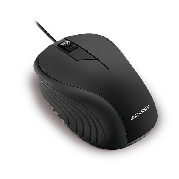 Imagem de Mouse Com Fio Óptico USB Ergonômico 1200 Dpi 3 Botões Preto