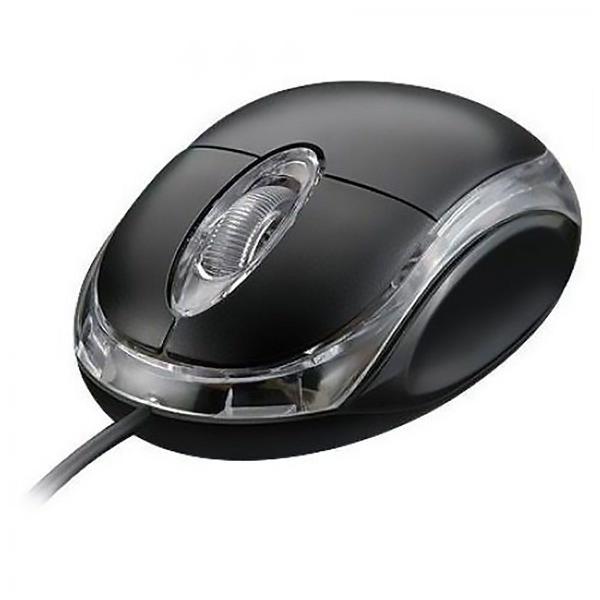 Imagem de Mouse com Fio USB Compacto 1000Dpi Óptico LED Azul Exbom MS-10 Preto