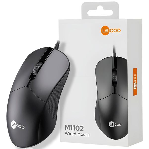 Imagem de Mouse Com Fio USB, Lenovo Lecoo, 1.200 DPI, M1102, Ambidestro, Preto