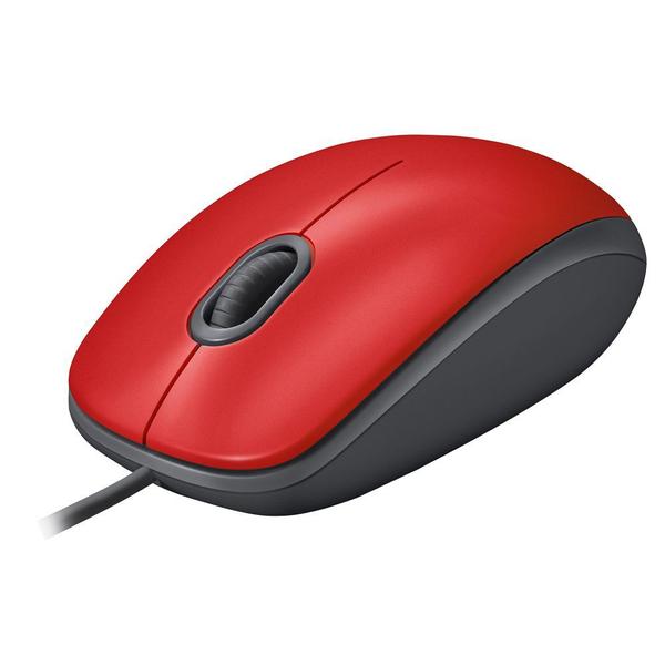 Imagem de Mouse com fio USB Logitech M110 com Clique Silencioso, Design Ambidestro e Facilidade Plug and Play, Vermelho - 910-006755