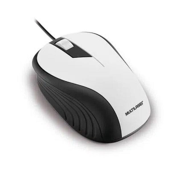 Imagem de MOUSE COM FIO WAVE CONEXÃO USB 1200dpi CABO DE 130cm 3 BOTÕES TEXTURA EMBORRACHADA BRANCO - MO224