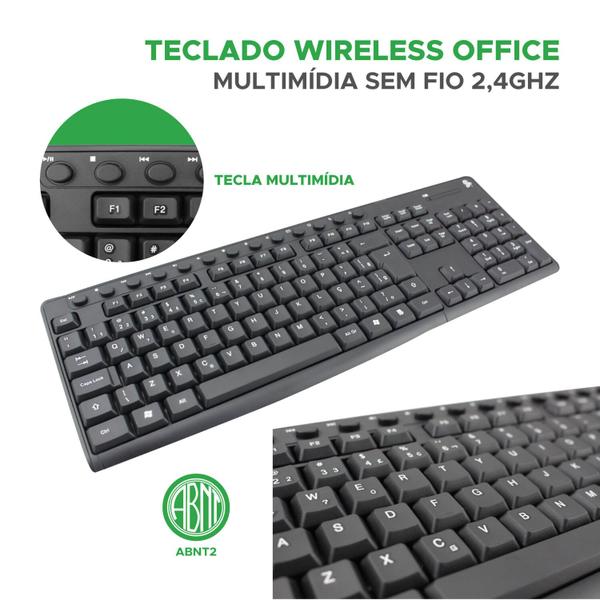 Imagem de Mouse E Teclado Sem Fio Wireless 2.4 Ghz Escritório Para Pc