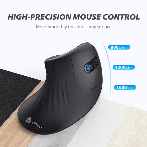 Imagem de Mouse ergonômico iClever Vertical 2.4G para Mac PC