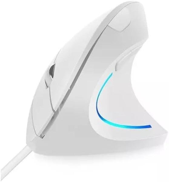 Imagem de Mouse Ergonômico Óptico Vertical Sem Fio preto usbCOR BRANCO