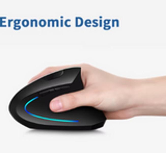 Imagem de Mouse Ergonômico Vertical Sem Fio, 2.4G, USB Óptico