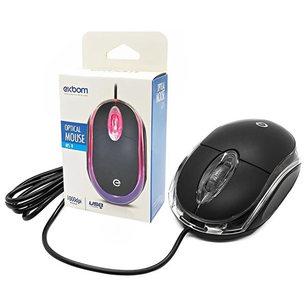 Imagem de Mouse Exbom 2 pçs MS-9 Preto Com Led Vermelha