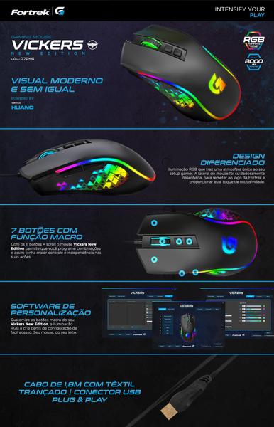 Imagem de Mouse Fortrek Vickers New Edition Rgb 8000 DPI