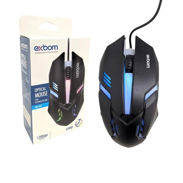 Imagem de Mouse Game Usb Com Fio Com Iluminação Rgb Colorido 1200 Led