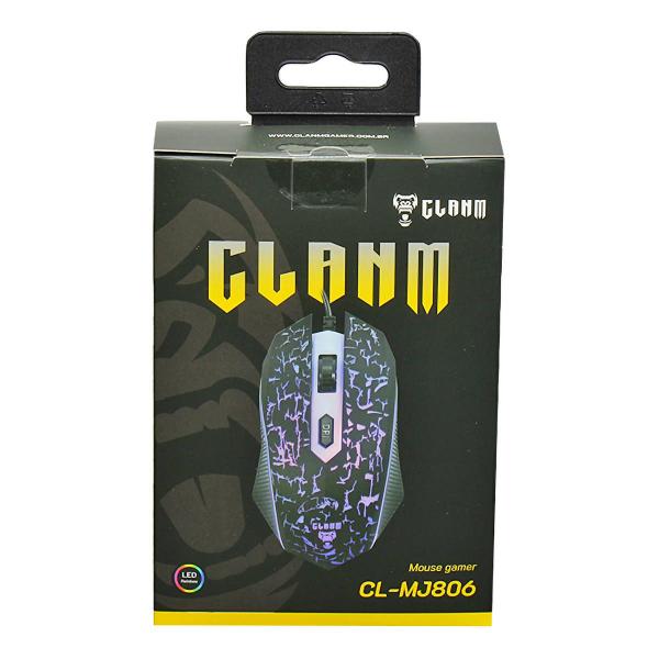 Imagem de Mouse Gamer 4 Botões Design Crackeado LED Rainbow Emborrachado até 3600 DPI Clanm CL-MJ806