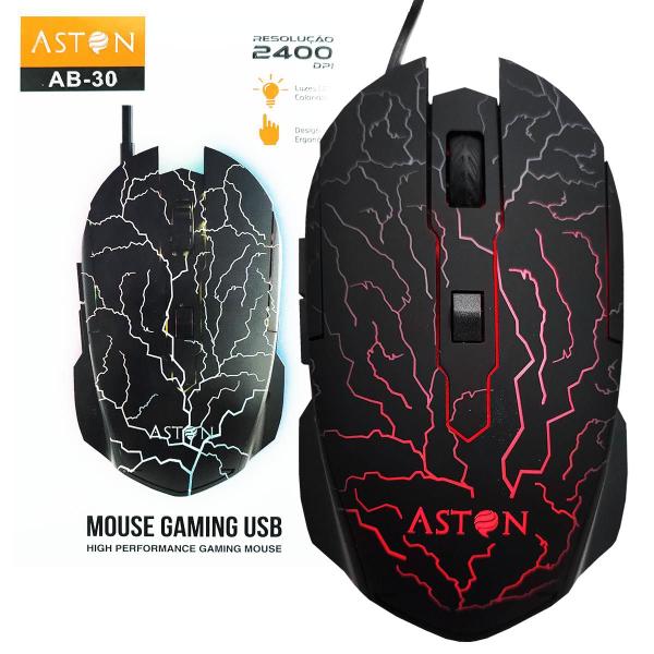 Imagem de Mouse Gamer 6 Botões 2400DPI LED Com Fio para Jogos