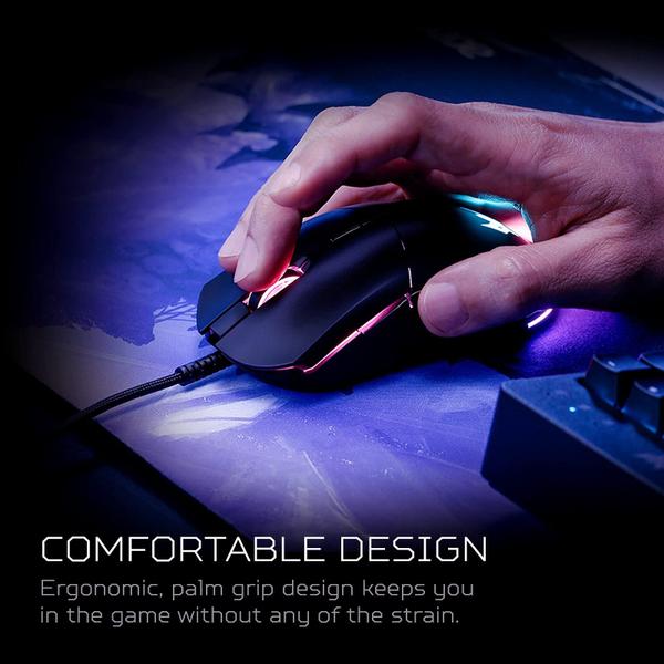 Imagem de Mouse gamer Acer Predator Cestus 330 com sensor PixArt 3335, Configurações de DPI ajustáveis, 16,8 milhões de combinações de iluminação de cores RGB e reflexo NVIDIA