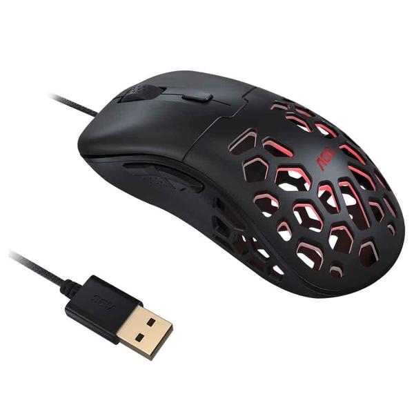 Imagem de Mouse Gamer Aoc Ultraleve Pixart 3389 16000dpi Rgb Gm510 Preto