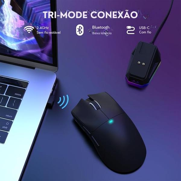 Imagem de Mouse Gamer Attack Shark X11, Preto, 22000DPI,Tri-Mode, RGB,