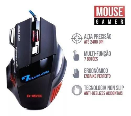 Mouse Gamer B-Max X7 Gaming com Led 07 Botões Funções Ergométrico Imagem de Mouse Gamer B-Max X7 Gaming com Led 07 Botões Funções Ergométrico