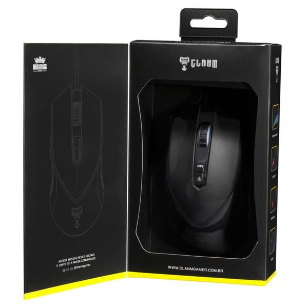 Imagem de Mouse Gamer Clanm CL-MK043 Com Sensor Óptico Até 10000DPI  Para Fps Com Com Iluminação de Led RGB Entrada USB