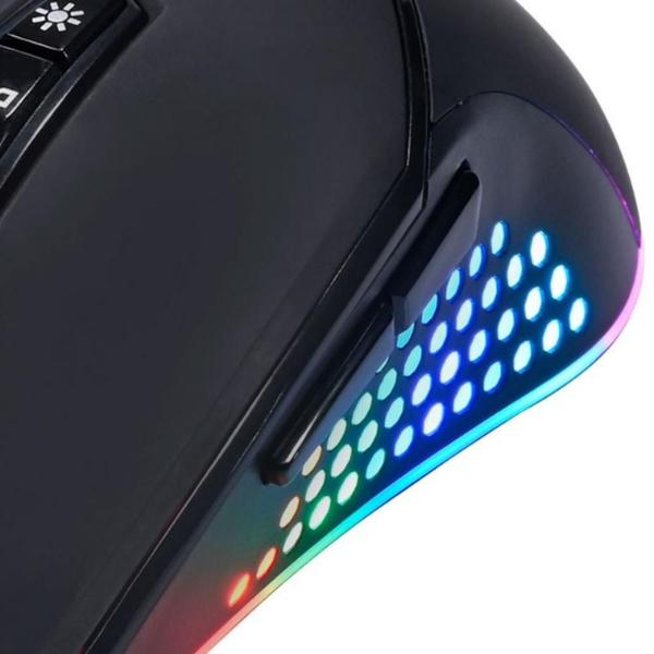 Imagem de Mouse Gamer Clanm CL-MK043 King 10000DPI Com Botões Macro  Para Escritório Cabo 1,5m Resistente Com Conexão USB e Led Rgb