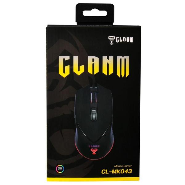 Imagem de Mouse Gamer Clanm CL-MK043 King 10000DPI Com Botões Macro  Para Escritório Cabo 1,5m Resistente Com Conexão USB e Led Rgb