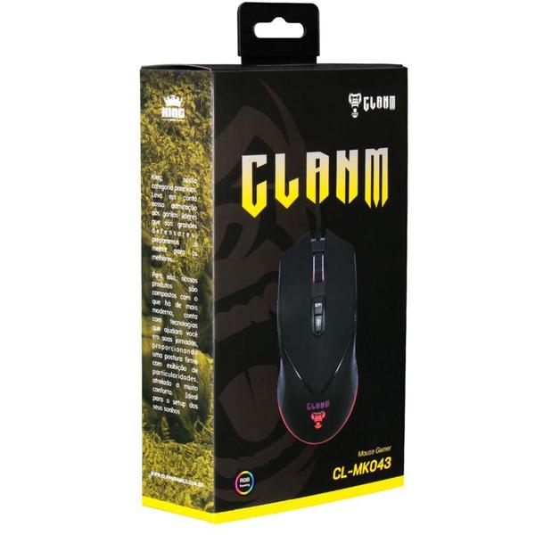 Imagem de Mouse Gamer Clanm King Até 10000DPI Com Iluminação Rgb Para  Computador e Notebook Cabo Trançado Grande