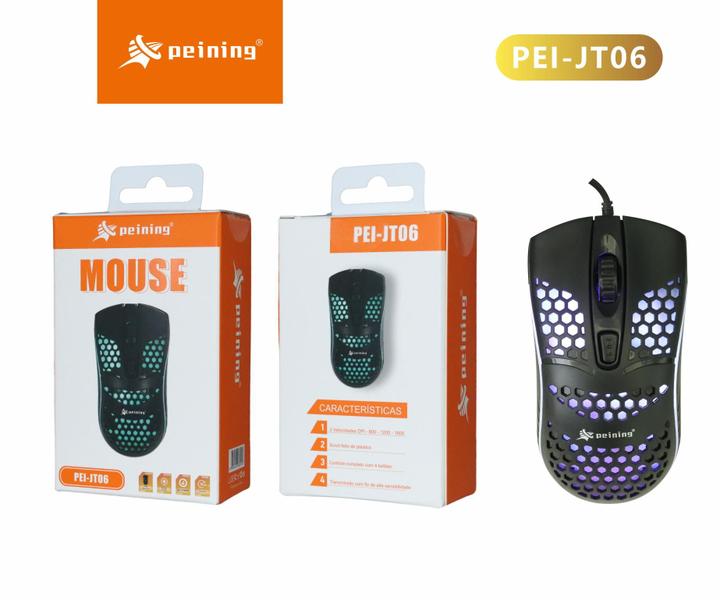 Imagem de Mouse Gamer Com Fio Pei-Jt06 Peining Preto 1600 Dpi