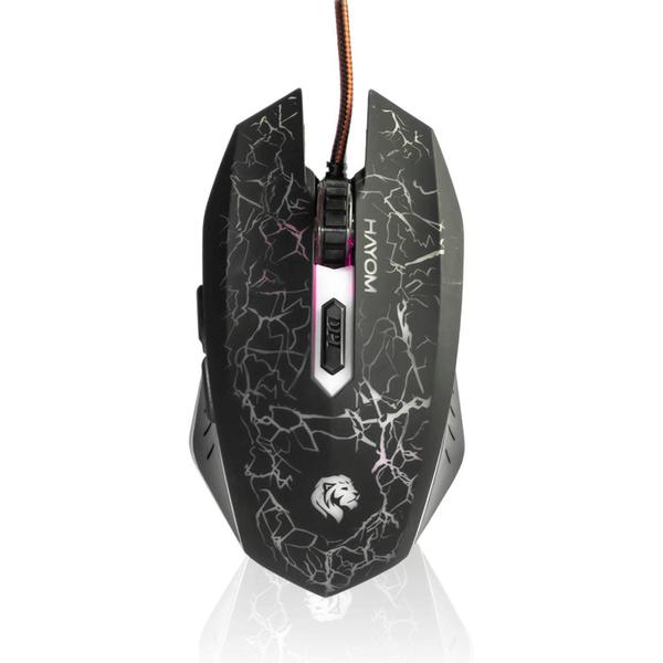 Imagem de Mouse Gamer Com Led Cabo Revestido 6 Botões 2400 DPI Ajustável - Hayom