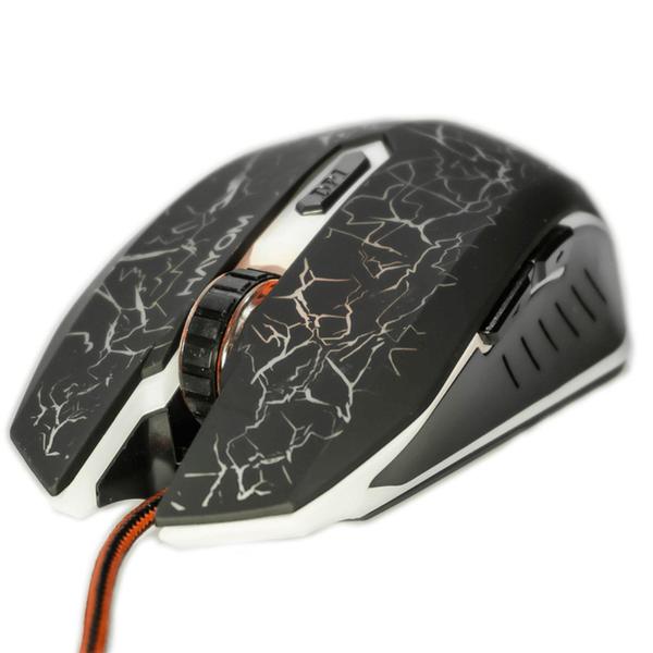 Imagem de Mouse Gamer Com Led Cabo Revestido 6 Botões 2400 DPI Ajustável - Hayom