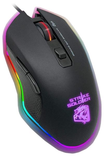 Imagem de Mouse Gamer Elg Strike Soldier MGSS LED 250HZ/4MS 4800DPI - Preto