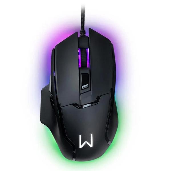 Imagem de Mouse Gamer Ergonômico Gunter Preto Warrior 6400 DPI MO297