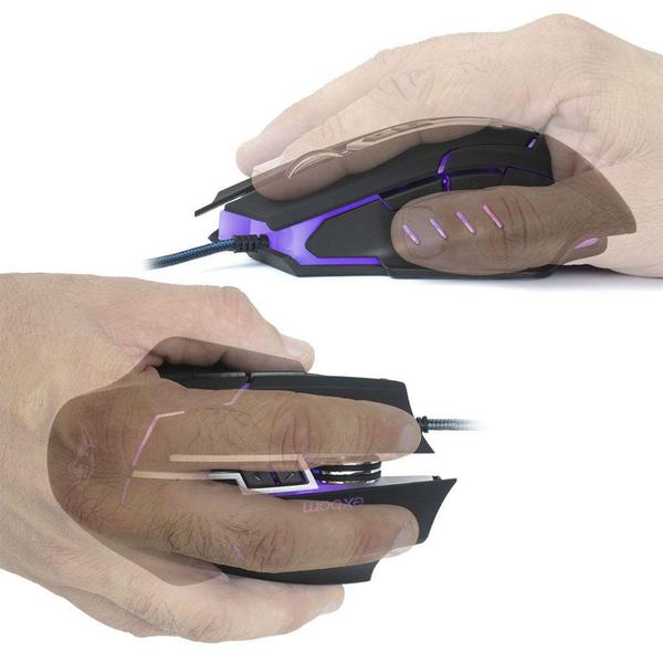 Imagem de Mouse Gamer Ergonômico LED Colorido USB 7 Botões Tecnologia Óptica 3200 DPI Cabo 1,5 metro Nylon - E