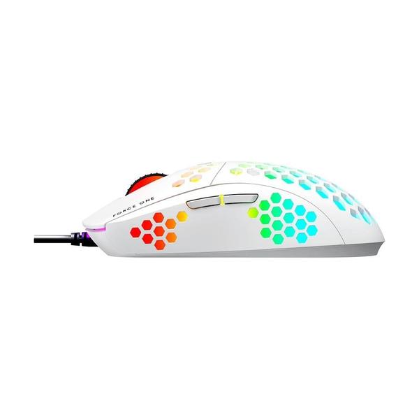 Imagem de Mouse Gamer Force One Supernova, RGB, 20.000 DPI, Switches Huano, Sensor Optico, Branco - FR.MO.SP.01