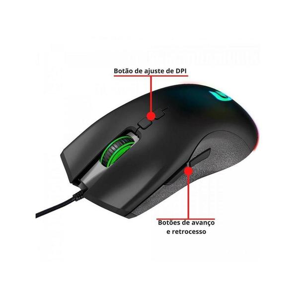 Imagem de Mouse Gamer Fortrek Blackfire RGB 7200 DPI USB 2.0