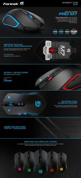 Imagem de Mouse gamer fortrek pro m7 rgb