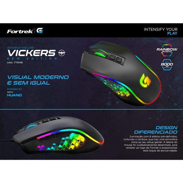 Imagem de Mouse Gamer Fortrek Vickers New Edition 8000 Dpi RGB Preto