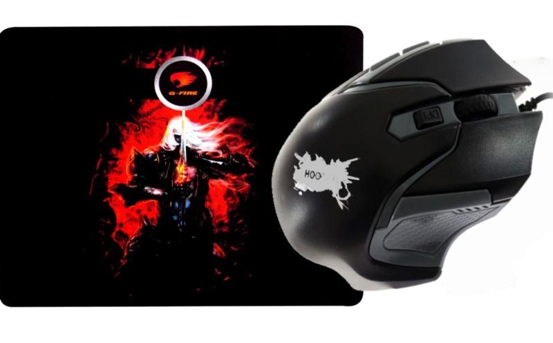 Imagem de Mouse Gamer Hoopson Usb 2400dpi Gx57s + Mousepad Gfire Mp2014