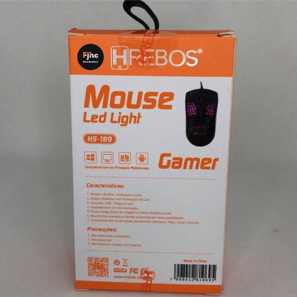 Imagem de Mouse Gamer Hrebos Usb Pc Notebook Rgb Ergonômico